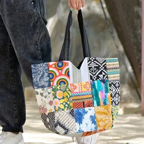 Multi Color Canvas Shopping Bag